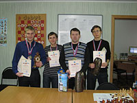 Призёры первенства г. Белгорода по шахматам (слева направо) - А. Бенза, А. Лойко, А. Иванов и М. Лебедев